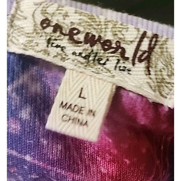 One World Shirt Womens Large Multicolor Scorpio Energetic Long Sleeve Nwt A126 - Picture 7 of 8